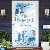 Lofaris Spring Blue Floral Leaves Pigeon Engaged Door Cover